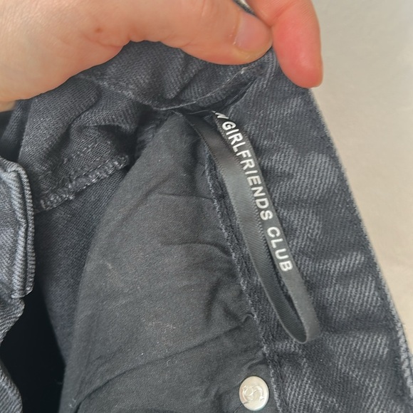 Stolen Girlfriends Club high rise taper black jeans with embossed leg sz XS - Picture 8 of 11